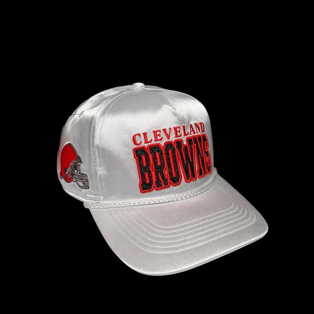 47 Brand Cleveland Browns Hat Women OSFM White Orange Satin Snapback Rope NWT